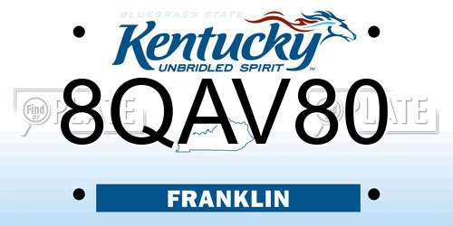 8QAV80 Kentucky License Plate