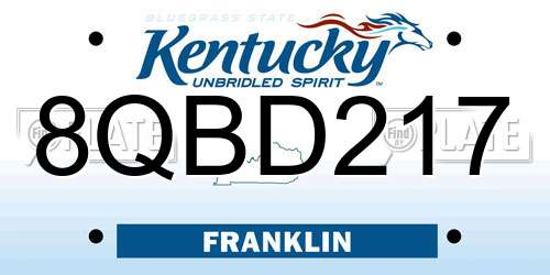 8QBD217 Kentucky License Plate