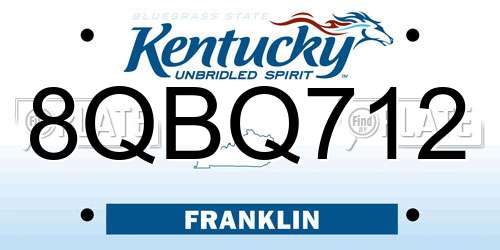 8QBQ712 Kentucky License Plate