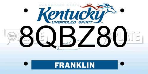 8QBZ80 Kentucky License Plate