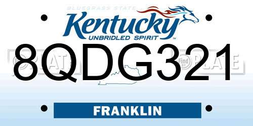 8QDG321 Kentucky License Plate