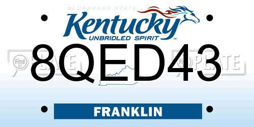 8QED43 Kentucky License Plate