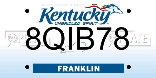 8QIB78 Kentucky License Plate