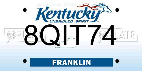 8QIT74 Kentucky License Plate
