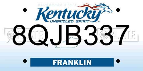 8QJB337 Kentucky License Plate