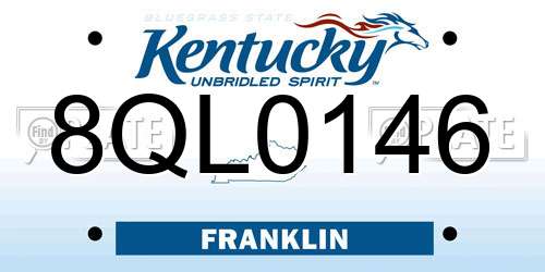 8QL0146 Kentucky License Plate