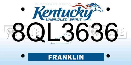 8QL3636 Kentucky License Plate