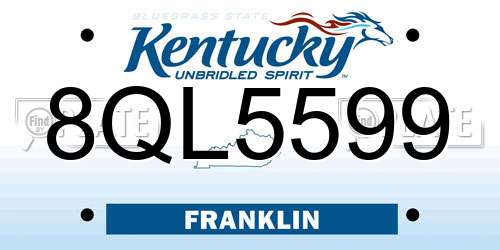 8QL5599 Kentucky License Plate