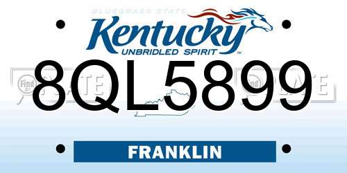 8QL5899 Kentucky License Plate