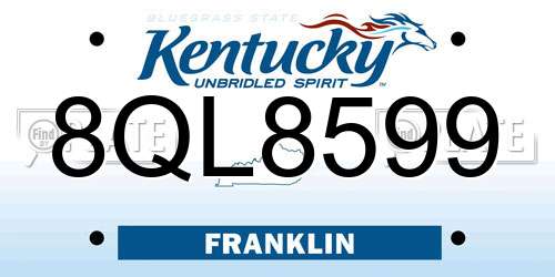 8QL8599 Kentucky License Plate