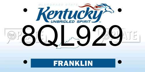 8QL929 Kentucky License Plate