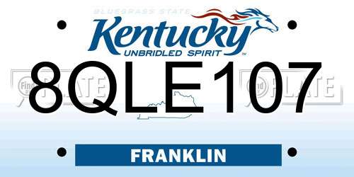 8QLE107 Kentucky License Plate