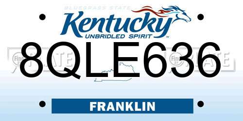 8QLE636 Kentucky License Plate
