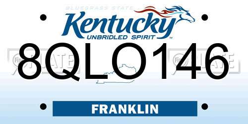 8QLO146 Kentucky License Plate