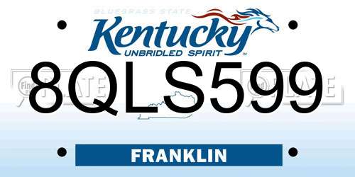 8QLS599 Kentucky License Plate