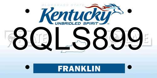 8QLS899 Kentucky License Plate