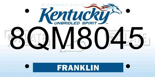 8QM8045 Kentucky License Plate