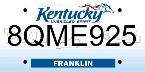 8QME925 Kentucky License Plate