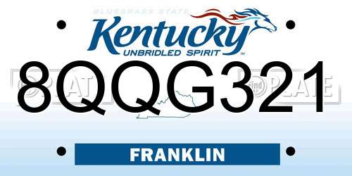 8QQG321 Kentucky License Plate