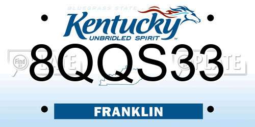 8QQS33 Kentucky License Plate