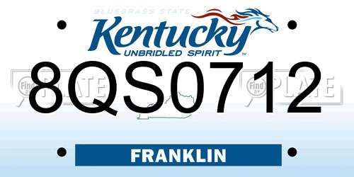 8QS0712 Kentucky License Plate