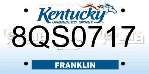 8QS0717 Kentucky License Plate