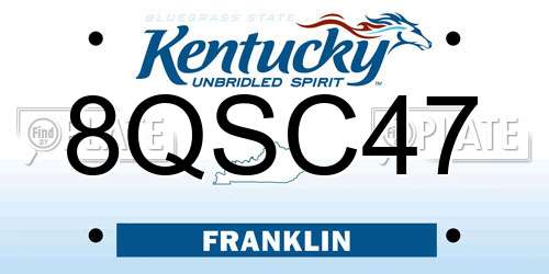 8QSC47 Kentucky License Plate