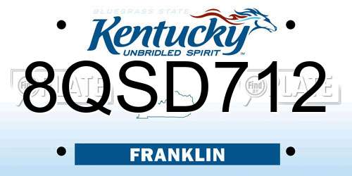 8QSD712 Kentucky License Plate