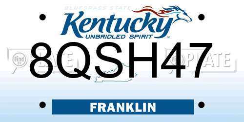 8QSH47 Kentucky License Plate