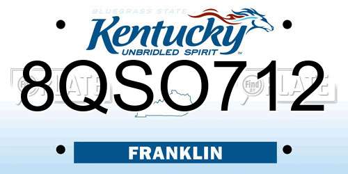 8QSO712 Kentucky License Plate