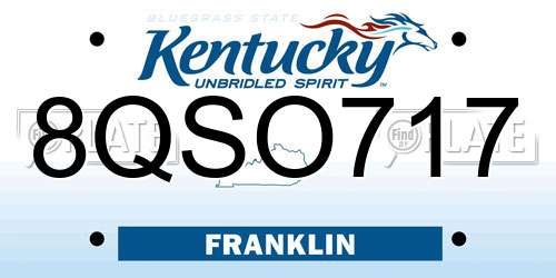 8QSO717 Kentucky License Plate