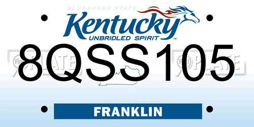 8QSS105 Kentucky License Plate