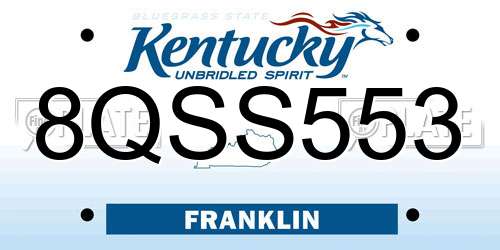 8QSS553 Kentucky License Plate