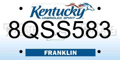 8QSS583 Kentucky License Plate