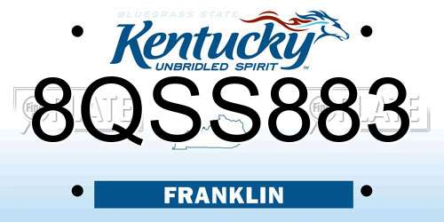 8QSS883 Kentucky License Plate
