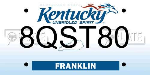 8QST80 Kentucky License Plate