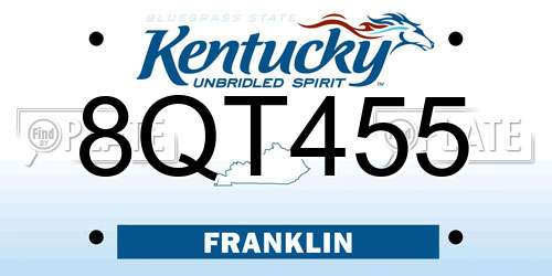 8QT455 Kentucky License Plate