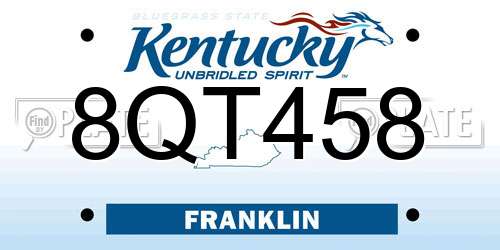 8QT458 Kentucky License Plate