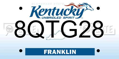8QTG28 Kentucky License Plate