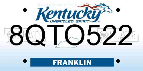 8QTO522 Kentucky License Plate