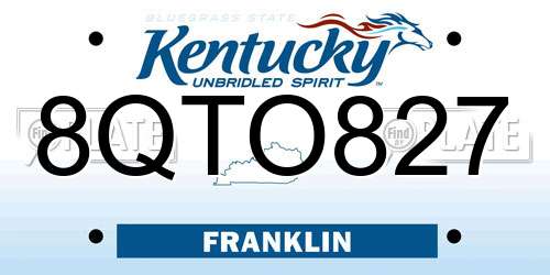 8QTO827 Kentucky License Plate