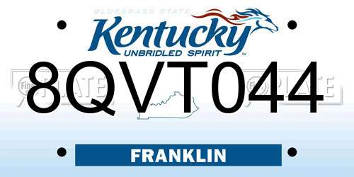 8QVT044 Kentucky License Plate