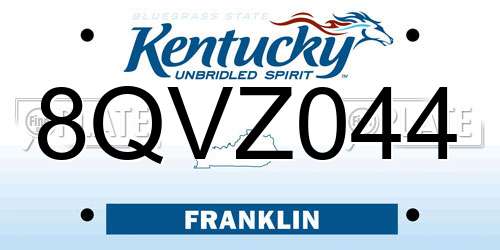 8QVZ044 Kentucky License Plate