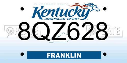8QZ628 Kentucky License Plate