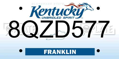 8QZD577 Kentucky License Plate