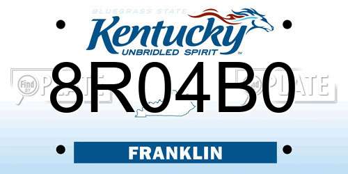 8R04B0 Kentucky License Plate