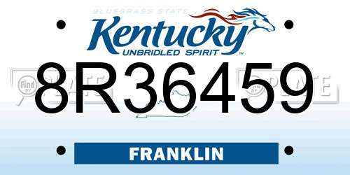 8R36459 Kentucky License Plate