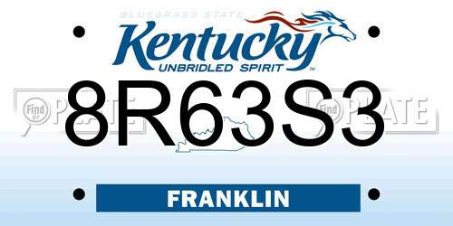8R63S3 Kentucky License Plate