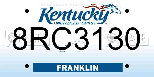 8RC3130 Kentucky License Plate