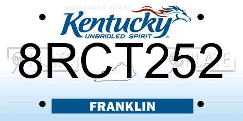8RCT252 Kentucky License Plate